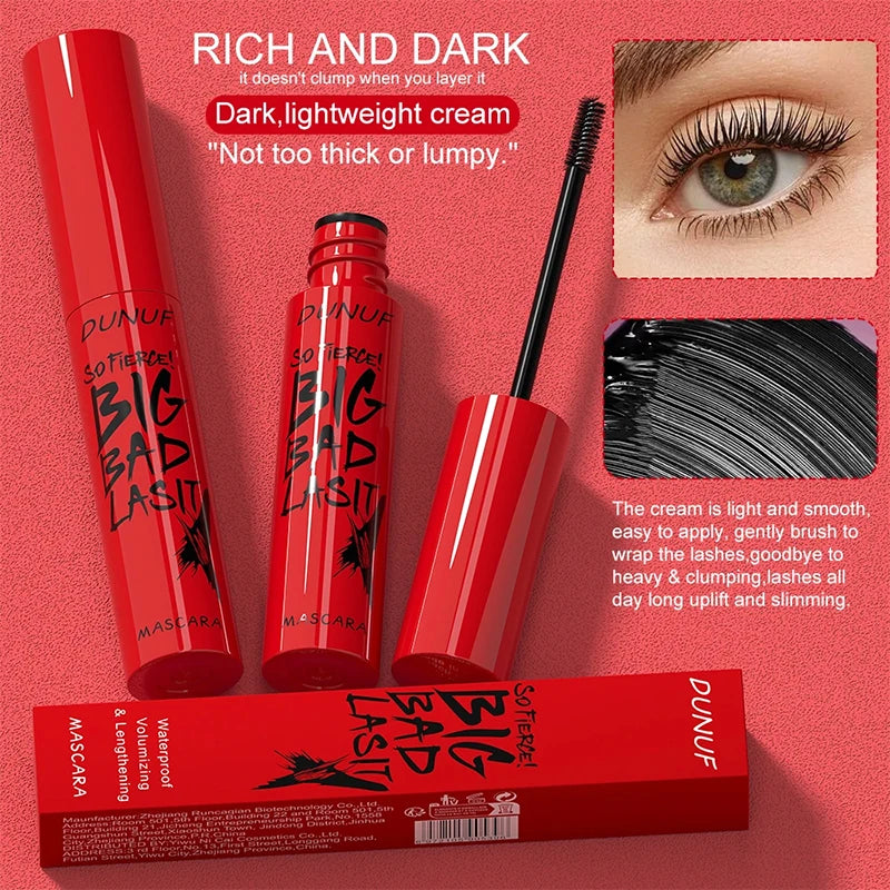DUNUF Waterproof Mascara Eyelashes Lengthening Long Lasting Silky Lash Black Eyelashes Extension Make Up Beauty Eye Korean Cosmetic