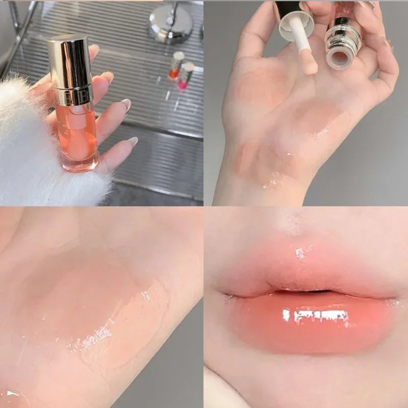 Moisturizing Glass Lip Oil Purple Jelly Violet Transparent Plumper Lip Gloss Makeup Nutritious Liquid Lipstick Brush Lip Care