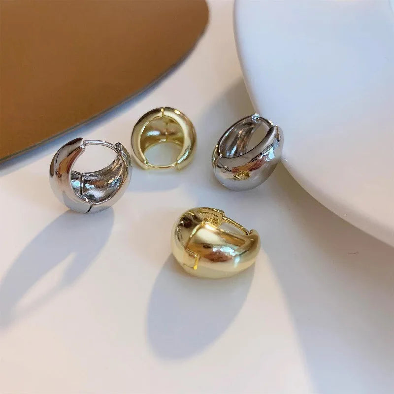 LATS Punk Oval Hoop Earrings Metallic Geometric Ear Buckle Minimalist Style U-shaped Ear Buckle Daily Life Earring Accessories