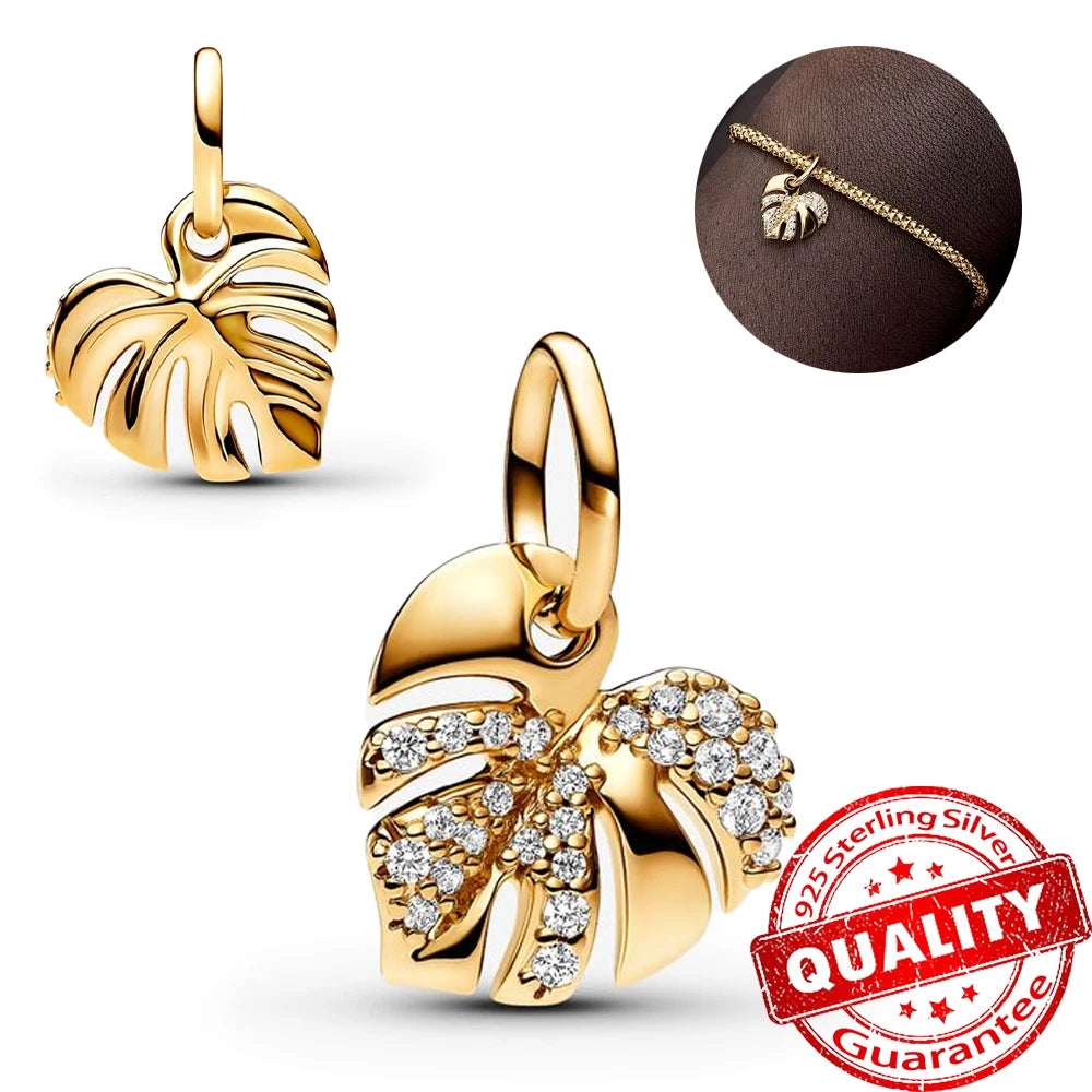 Gorgeous 925 Sterling Silver Stones & Enamel Clip Beads & Seahorse Dangle Charm Fits Bracelet For Women Gold Necklace Pendant