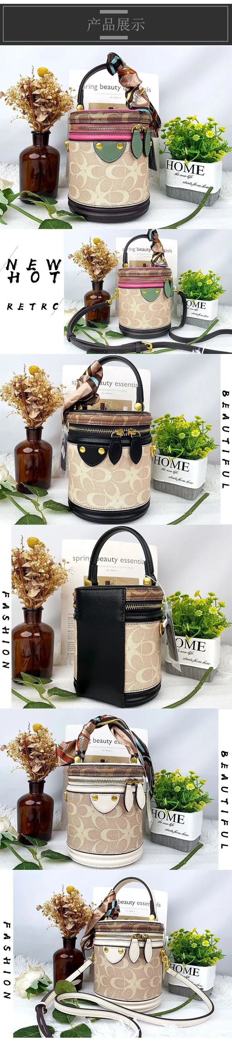 Women's handbag 2023 new fashion designer cylinder bag handbag single shoulder crossbody women's bag small bag