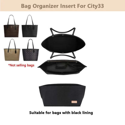 Purse Organizer insert for Handbags Base Shaper 3pc Set city33 Felt Organizer Insert Large Tote Bag Organizer with Zipper