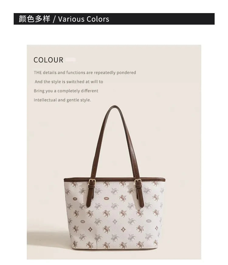 Popular and Versatile Leather Tote Bag with Large Capacity for Women 2024 New Fashion and Classic Computer Shoulder Handbag
