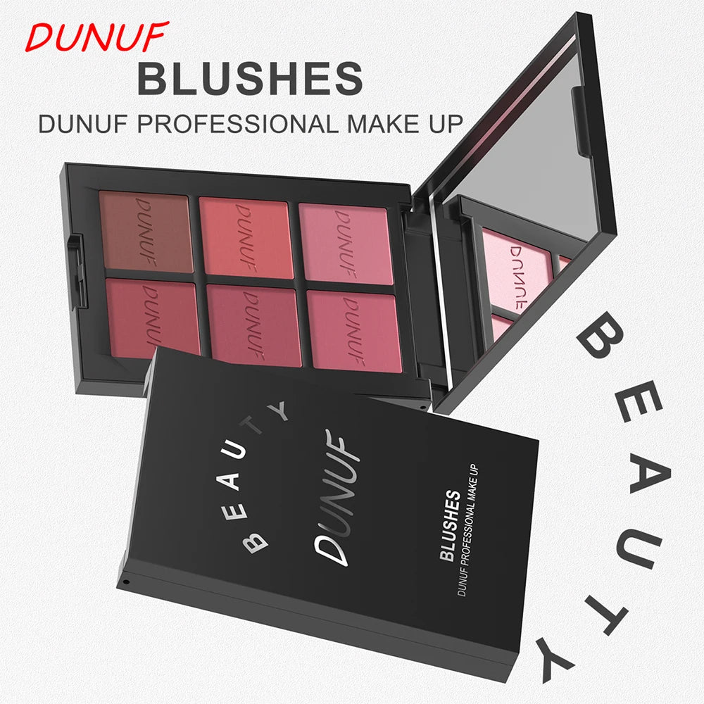 Airflow Powder Blush Palette 6 Color Matte Shimmery Highlighter Bronzer Longwearing High Pigment Waterproof Contour Makeup