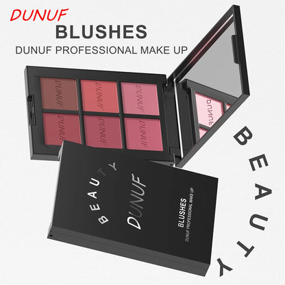Airflow Powder Blush Palette 6 Color Matte Shimmery Highlighter Bronzer Longwearing High Pigment Waterproof Contour Makeup