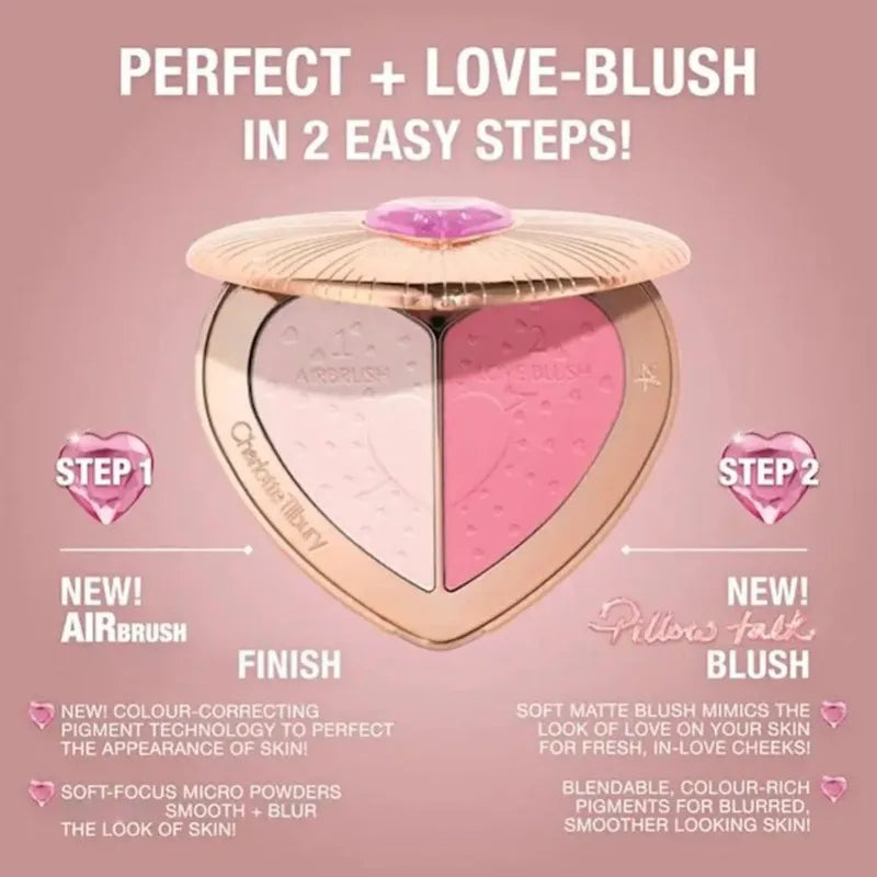 Charlotte Tilbury Heart Shape Double Splicing Two Colors Powder Blusher Powder Unique Design Makeup Products Star Powder Blusher
