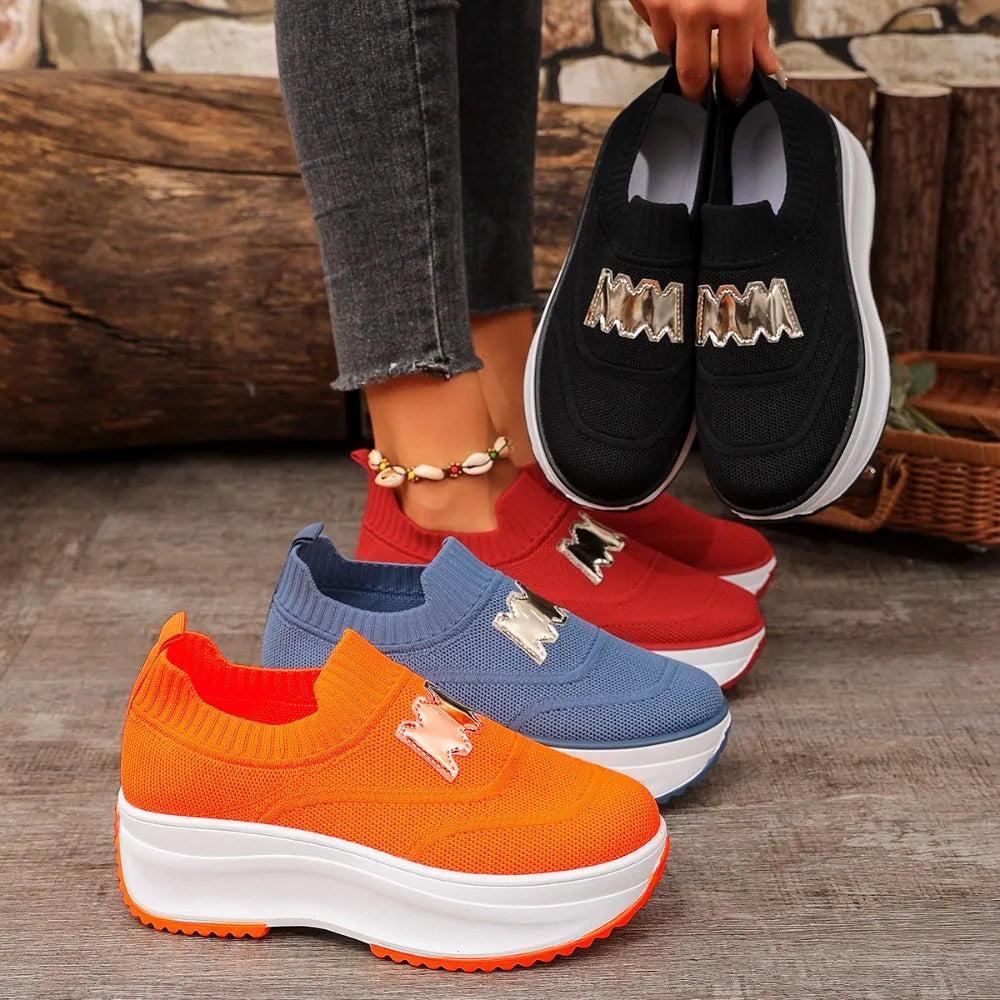 Women Platform Sneakers Casual Slip on Fashion Loafers Shoes Ladies Outdoor Breathable Tennis Sneakers Woman Zapatos De Mujer