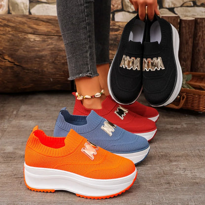 Women Platform Sneakers Casual Slip on Fashion Loafers Shoes Ladies Outdoor Breathable Tennis Sneakers Woman Zapatos De Mujer
