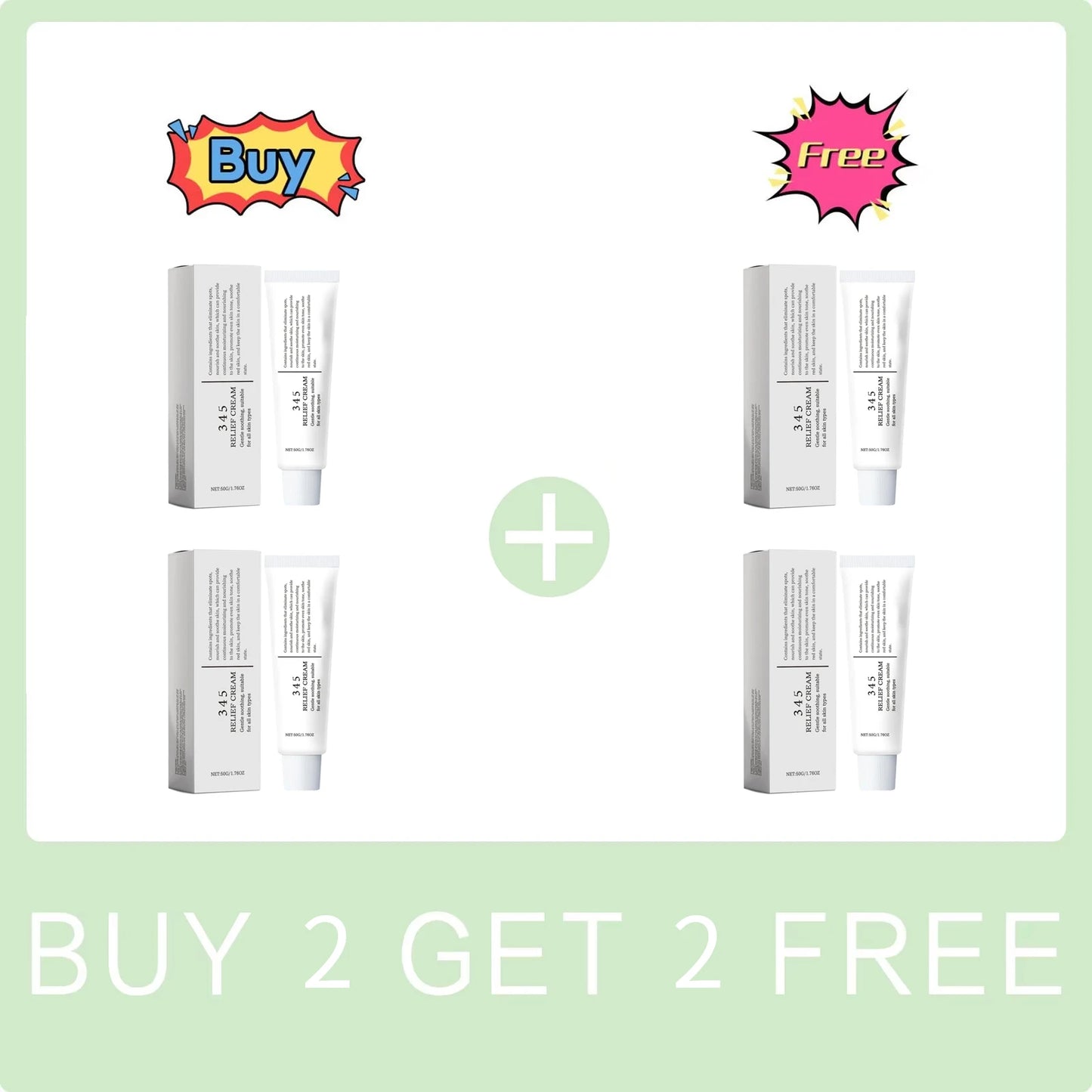 345 Relief Cream Reduce Redness Soothing Care Face Lifting Brightening Even Skin Tone Tone Beauty Moisturizing Smooth Cream 50g