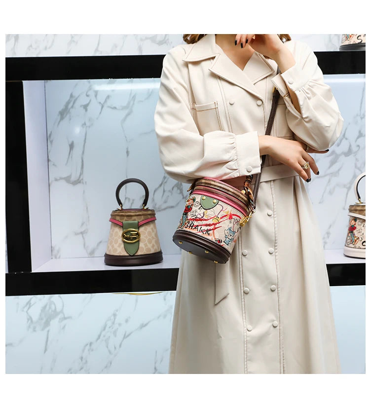 Women's handbag 2023 new fashion designer cylinder bag handbag single shoulder crossbody women's bag small bag