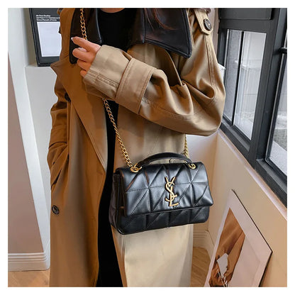 New Xiaoxiangfeng diamond grid chain bag, stylish and versatile, large capacity diagonal span small square bag