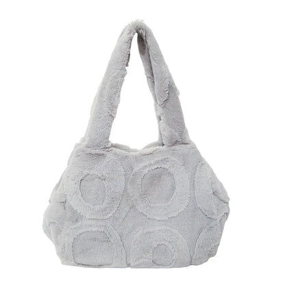 Faux Fur Tote Bag High Quality Plush Handbag Women Fall Winter Vintage Fashion Large Capacity Shoulder Bag