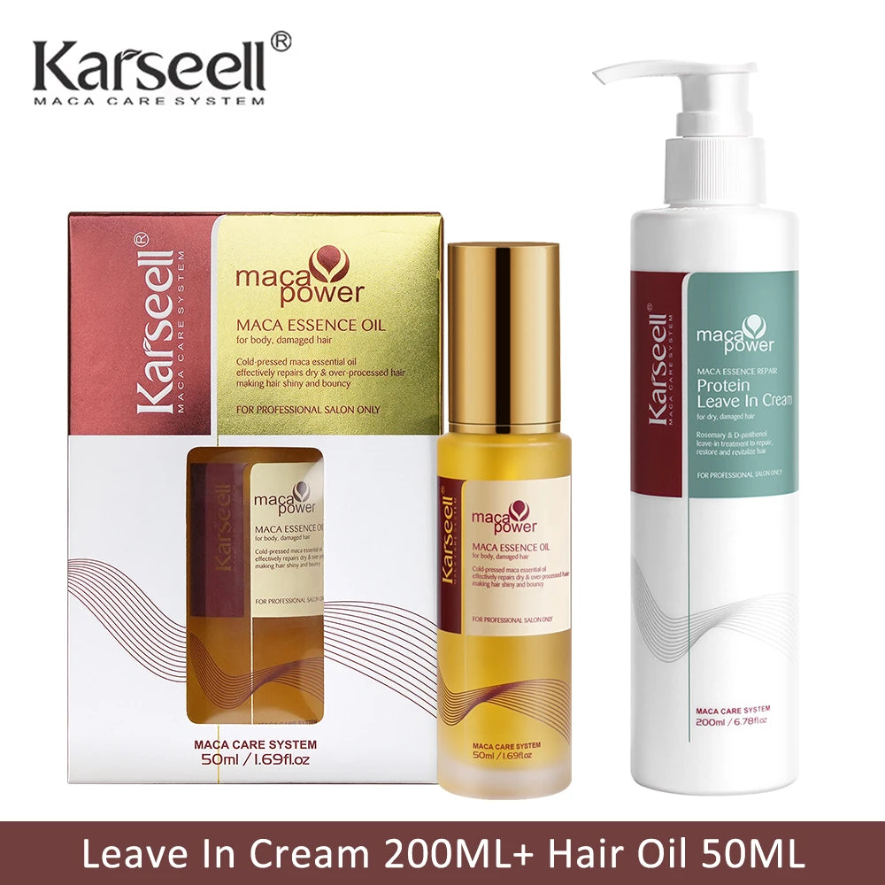 Original Karseell Volume Shampoo and Conditioner Argan Oil Moisturizing Smooth Leave in Cream Curl Defining Cream Hair Care Set