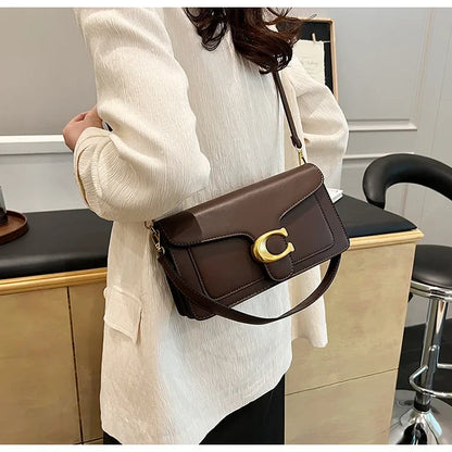 2025 New Women's High-End Pure Color Simple Square Bag Multi-Layer Commuting Single Shoulder Bag Neutral Minimalist Style