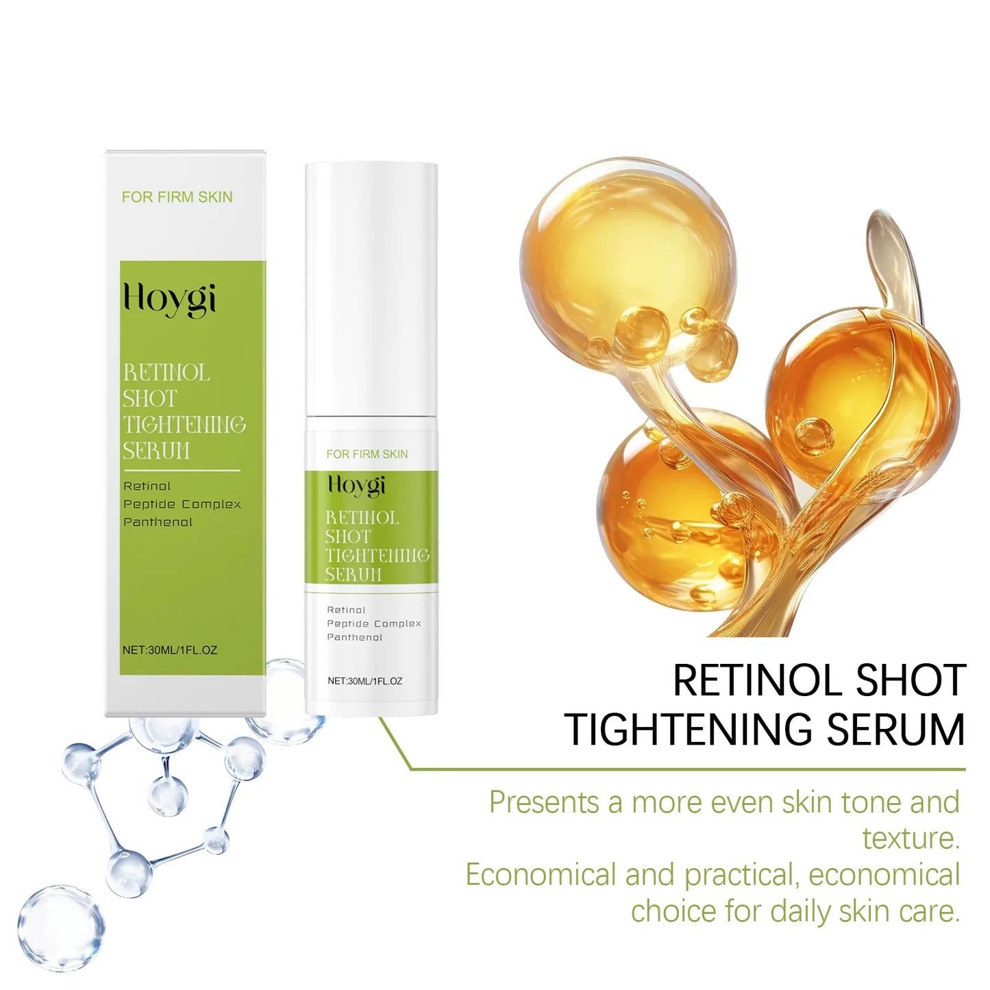 Retinol Shot Tightening Serum Moisturizing & Plumping Firming Facial Care Smoothing Skin Rejuvenation Essence for Sensitive Skin