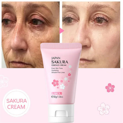 2Pcs Sakura Whitening Face Cream Wrinkle Remover Serum Anti-Aging Fade Fine Lines Lift Firming Essence Brighten Smooth Skin Care