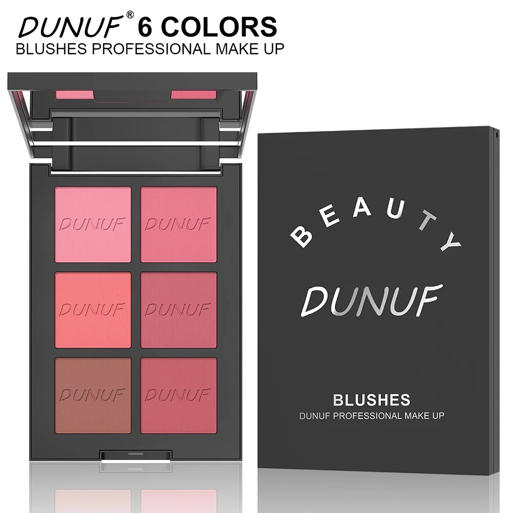 Airflow Powder Blush Palette 6 Color Matte Shimmery Highlighter Bronzer Longwearing High Pigment Waterproof Contour Makeup