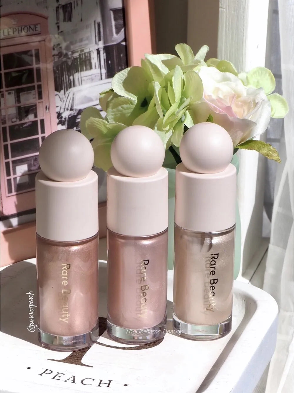 Rare Beauty Dual-use Enlighten Powder Portable Mirror Eyes Cheek Blusher Waterproof Mositure Face Contour Shadow Plump Makeup