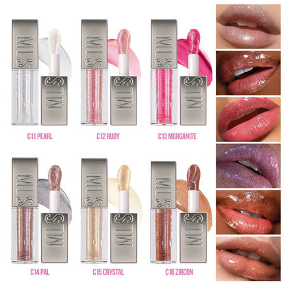 MLSMILE Women's Lipstick 6 Color Flash Lip Glaze Large Brush Head Design Moisten Lip Gloss 2025 New C48C03