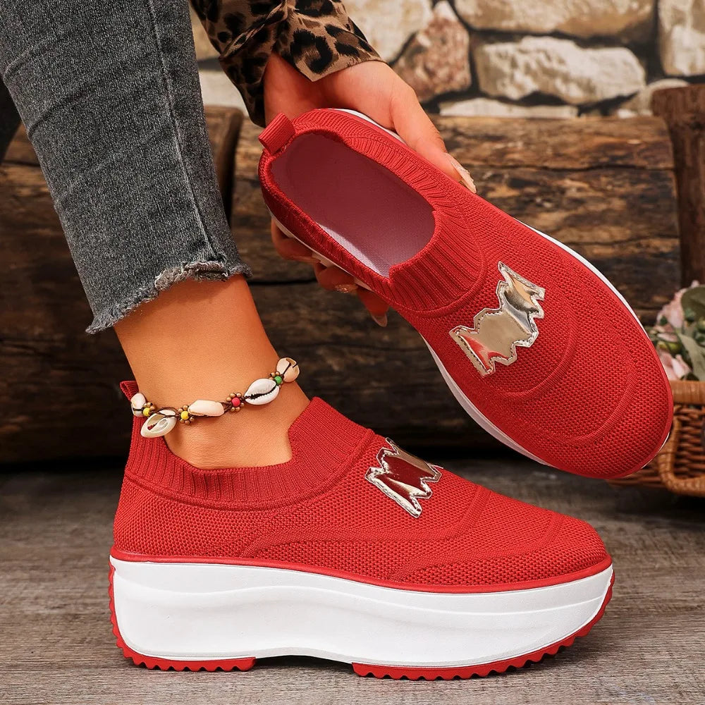 Women Platform Sneakers Casual Slip on Fashion Loafers Shoes Ladies Outdoor Breathable Tennis Sneakers Woman Zapatos De Mujer