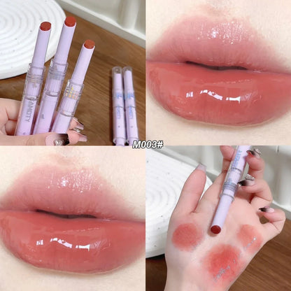 Mirror Glass Solid Lip Gloss Water Light Round Tube Lipstick Clear Oil Jelly Lip Glaze Natural Nude Moisturizing Makeup Tint