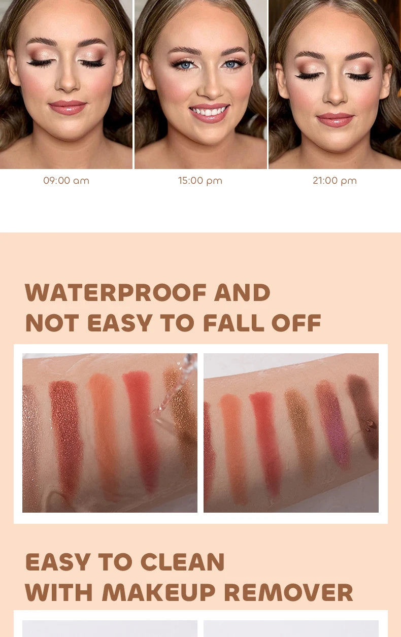 Beauty Glazed 9 Colors Eye Shadow Palette - Matte & Shimmer Pigmented Eyeshadow Discs Warm Earth Tones Makeup Powder for Eyes