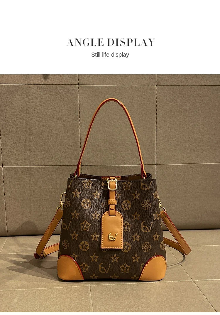 Light luxury brand handbag 2024 new autumn and winter high-end fashion designer bucket bag, single shoulder crossbody bag