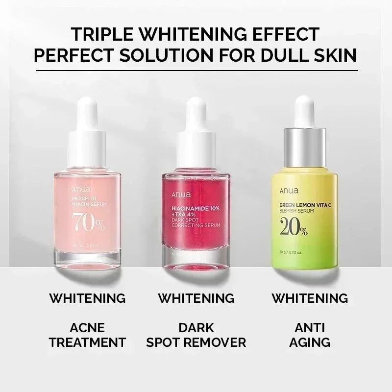 Anua Original Vitamin Whitening Set Peach 70% Niacinamide Serum Dark Spot Serum Vitamin C Blemish Serum ANUA Skincare Products