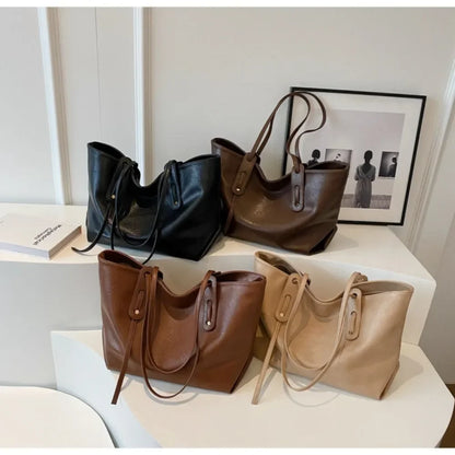 Large Capacity Women's Tote Bag 2023 Winter Fashion Trend Leather Shoulder Bags Office Handbag