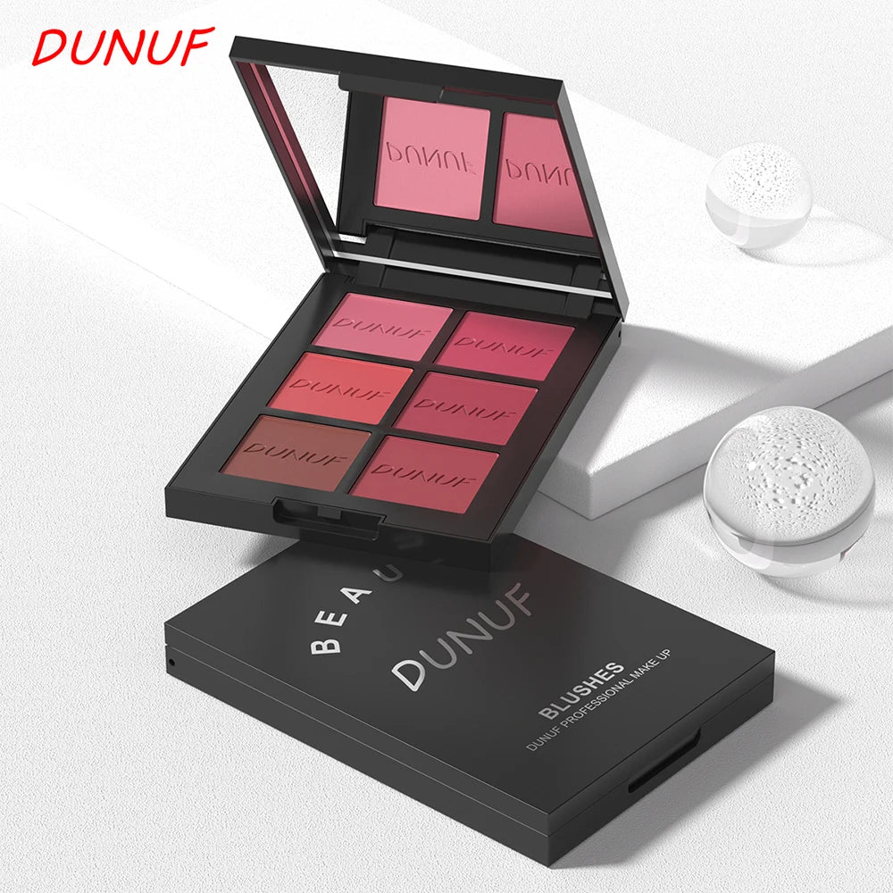 Airflow Powder Blush Palette 6 Color Matte Shimmery Highlighter Bronzer Longwearing High Pigment Waterproof Contour Makeup