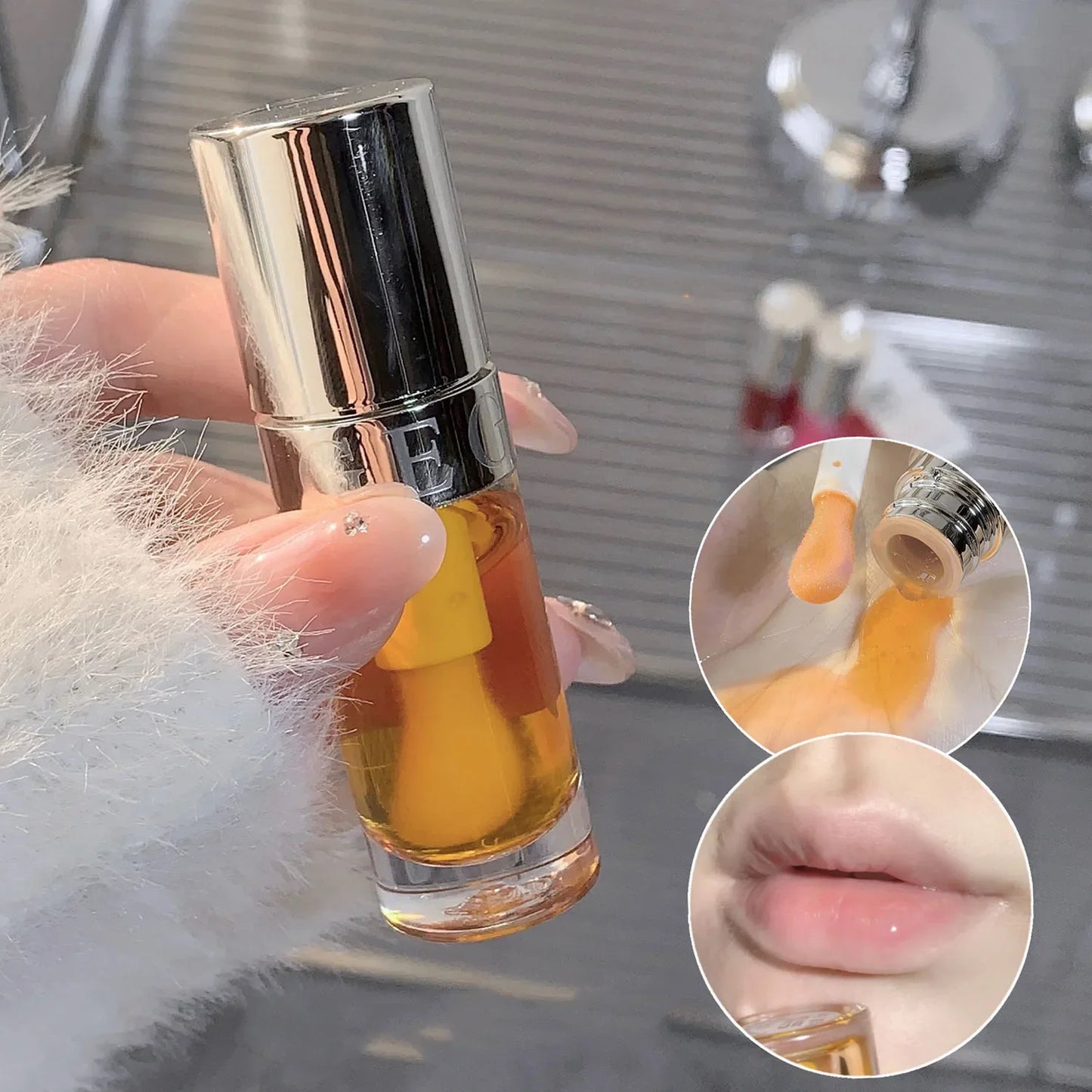 Moisturizing Glass Lip Oil Purple Jelly Violet Transparent Plumper Lip Gloss Makeup Nutritious Liquid Lipstick Brush Lip Care