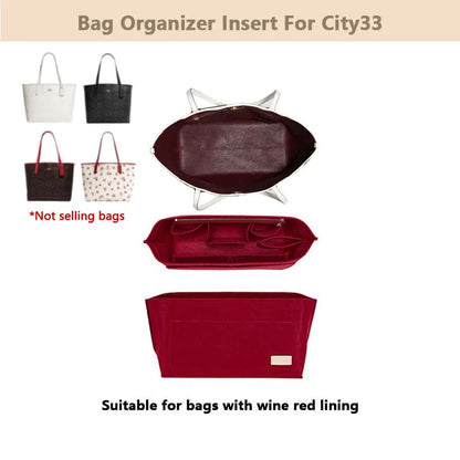 Purse Organizer insert for Handbags Base Shaper 3pc Set city33 Felt Organizer Insert Large Tote Bag Organizer with Zipper
