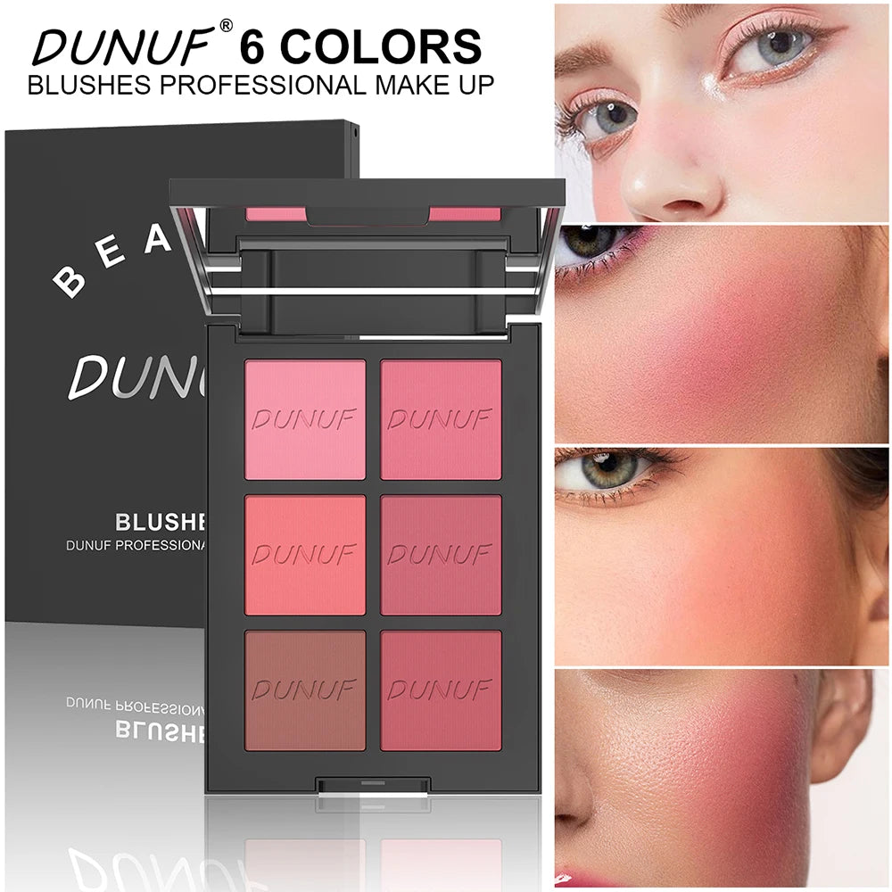 Airflow Powder Blush Palette 6 Color Matte Shimmery Highlighter Bronzer Longwearing High Pigment Waterproof Contour Makeup