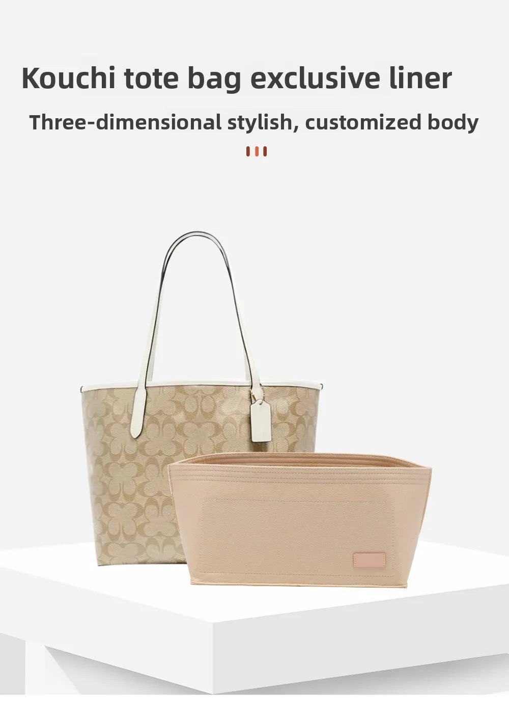 Purse Organizer insert for Handbags Base Shaper 3pc Set city33 Felt Organizer Insert Large Tote Bag Organizer with Zipper