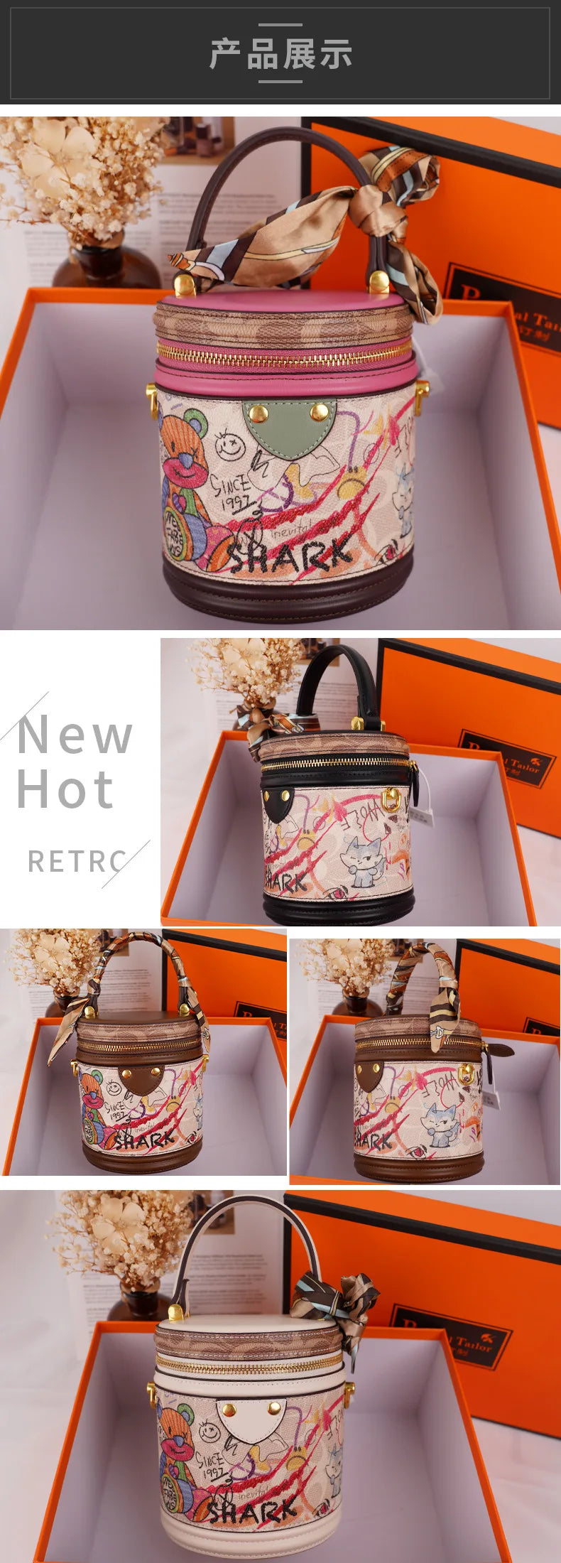 Women's handbag 2023 new fashion designer cylinder bag handbag single shoulder crossbody women's bag small bag