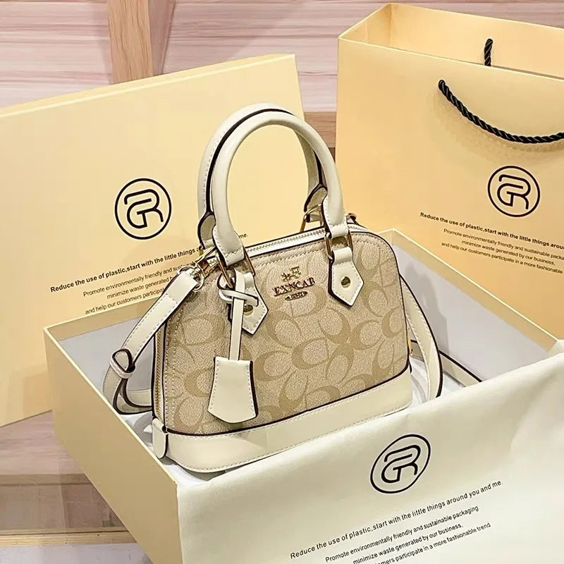 Brand women's handbag shell bag 2025 new high-end retro handbag shoulder bag versatile light luxury crossbody women's bag trend