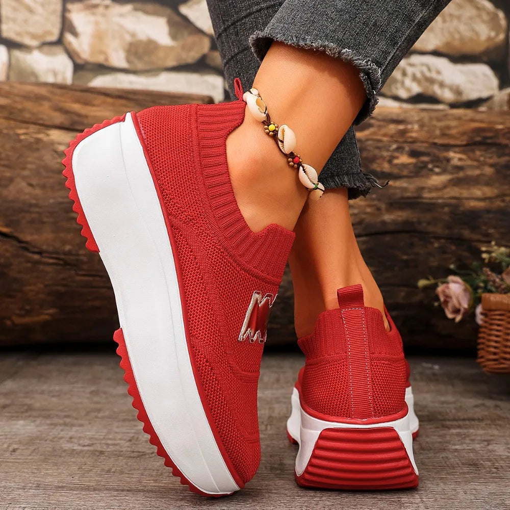 Women Platform Sneakers Casual Slip on Fashion Loafers Shoes Ladies Outdoor Breathable Tennis Sneakers Woman Zapatos De Mujer