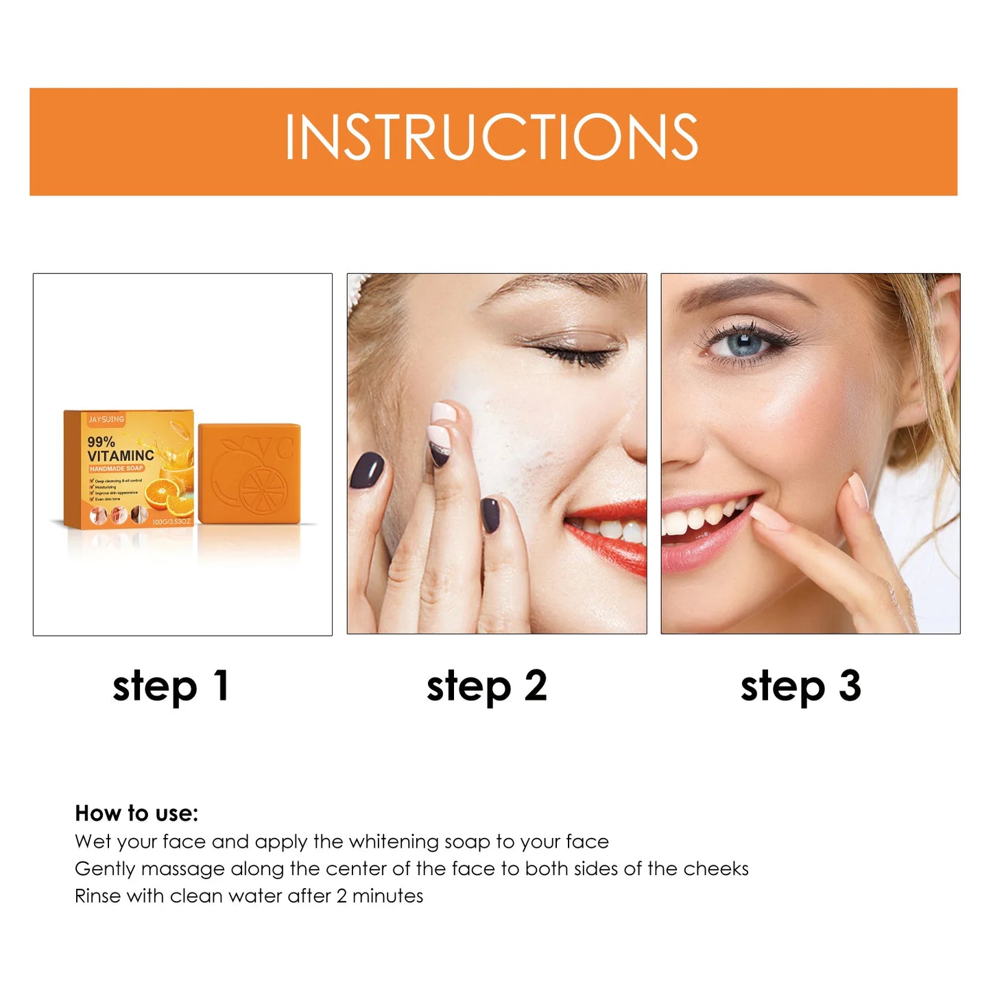 Vitamin C Handmade Soap Body Brightening Oil Control Smooth Soft Skin Moisturizing Exfoliating Anti Mite Facial Cleansing Soap