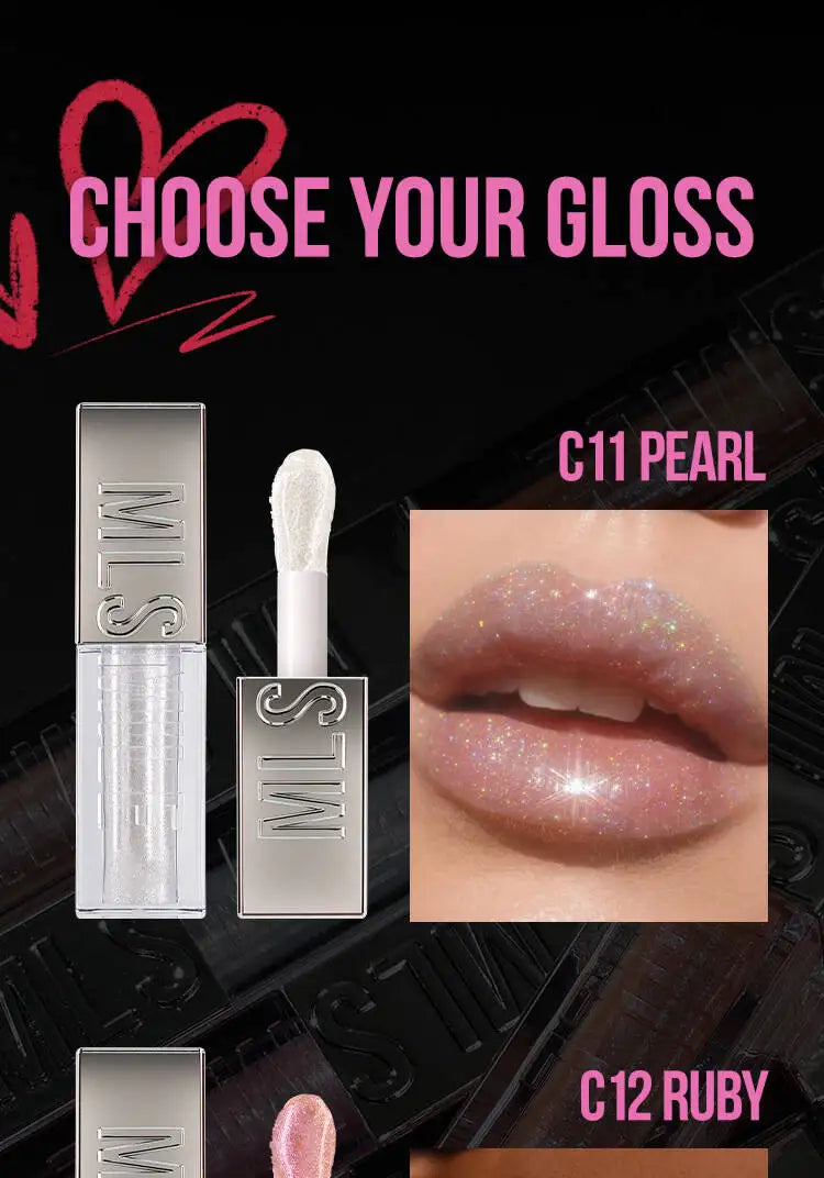 MLSMILE Women's Lipstick 6 Color Flash Lip Glaze Large Brush Head Design Moisten Lip Gloss 2025 New C48C03