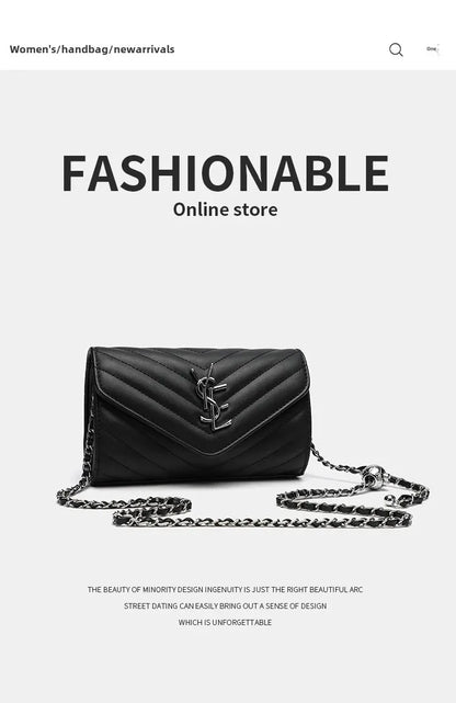 2024 New Luxury Fashionable Genuine Leather Chain Shoulder Bag Envelope Style Lightweight Women's Small Bag Soft Texture