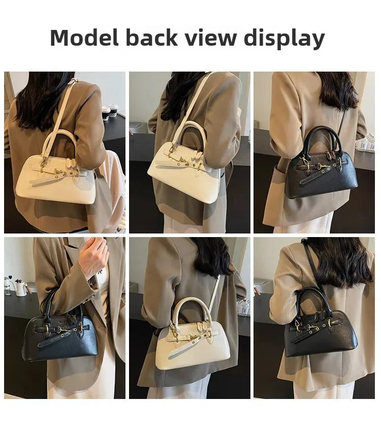 Fashionable Retro Shell Handbag Women's Crossbody Bag Versatile Autumn Winter Handbag Single Shoulder Bag with Zipper Closure
