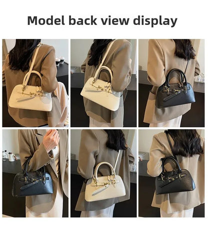 Fashionable Retro Shell Handbag Women's Crossbody Bag Versatile Autumn Winter Handbag Single Shoulder Bag with Zipper Closure