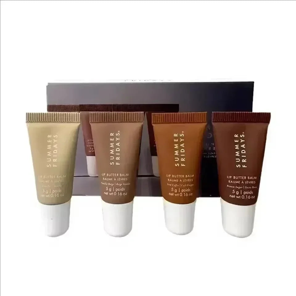 Fashion Summer Fridays Cherry Pink Sugar Vanilla  Lip Balm Moisturizing Lipstick Set Soft Tube Mirror Lip Gloss Lip Makeup Care