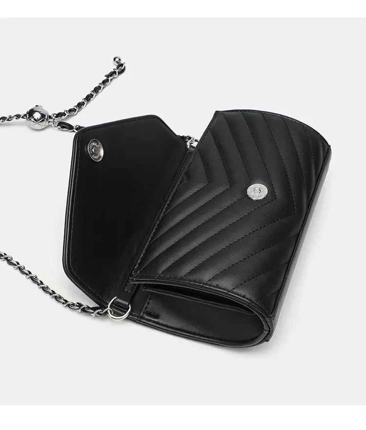 2024 New Luxury Fashionable Genuine Leather Chain Shoulder Bag Envelope Style Lightweight Women's Small Bag Soft Texture