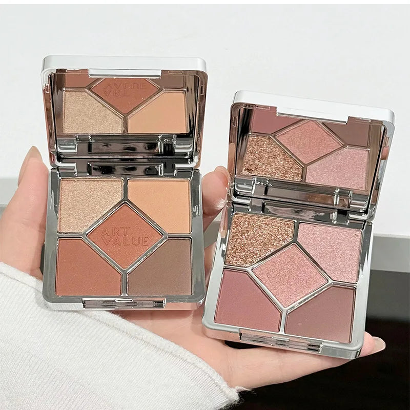 Eyeshadow Palette Blush Highlight Makeup Pearly Highgloss Shimmer Pink Brown Earth Color Fine Sequins Eye Shadow