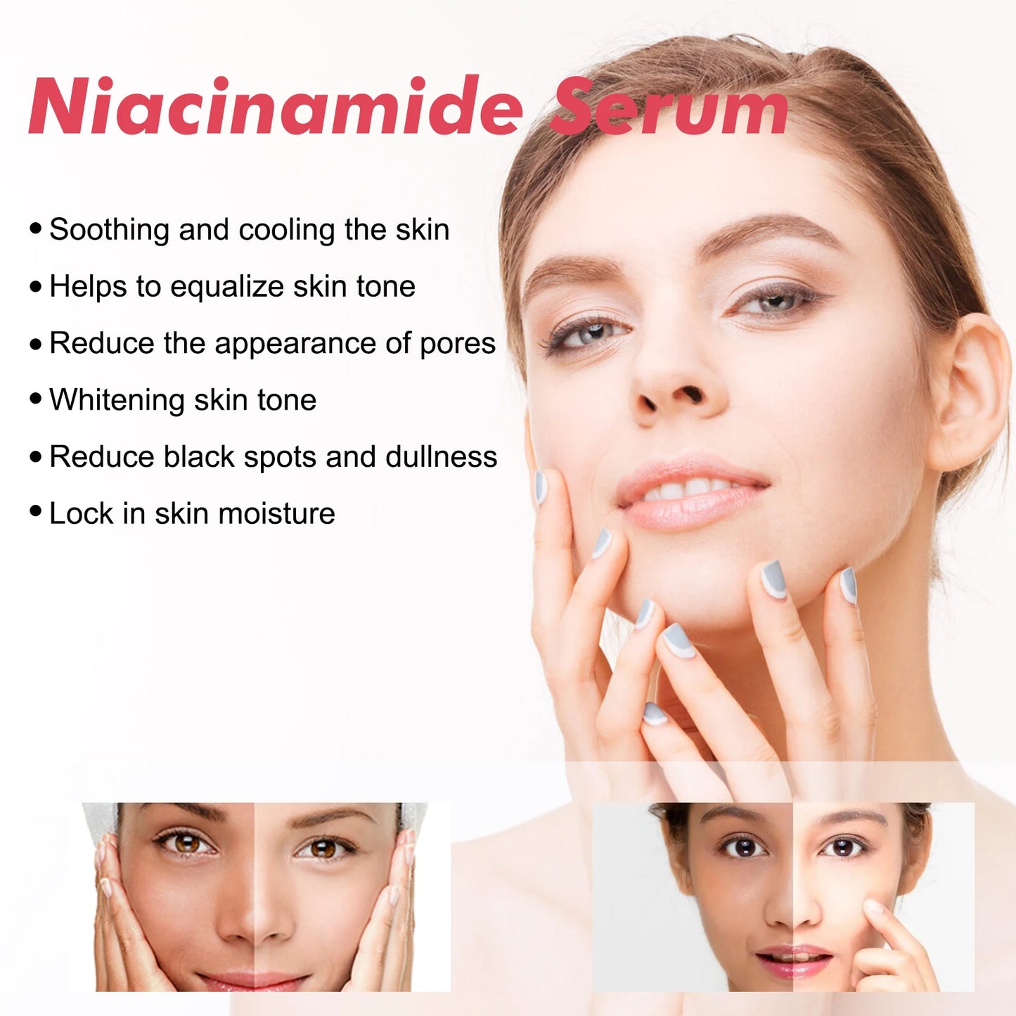 Niacinamide Facial Serum Improves Skin tone,Fades Dark Spots and Acne Improves Enlarged Pores Natural Anti-Aging Face Essence