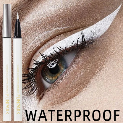 fun park 1PC White Liquid Eyeliner Pen Matte Long Lasting Waterproof Eye Liner Pencil Quick-drying Non-smudge Eye Makeup for Women Cosmet