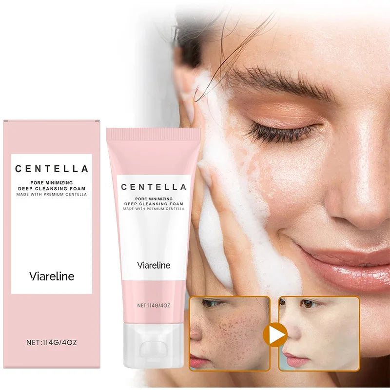 1/2/3/5 Pcs Centella Pore Minimizing Deep Cleansing Foam,Facial Skin Cleanser Moisturizing Soothing,Remove Pore-Clogging Debris