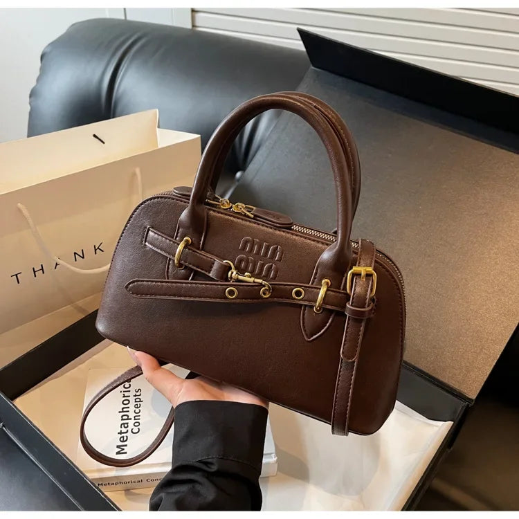 Fashionable Retro Shell Handbag Women's Crossbody Bag Versatile Autumn Winter Handbag Single Shoulder Bag with Zipper Closure