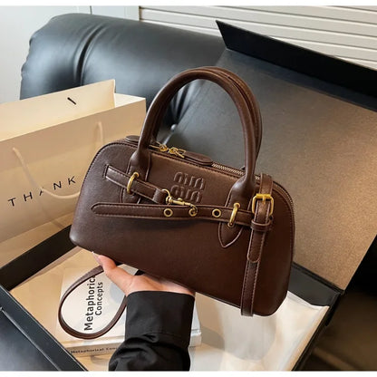 Fashionable Retro Shell Handbag Women's Crossbody Bag Versatile Autumn Winter Handbag Single Shoulder Bag with Zipper Closure